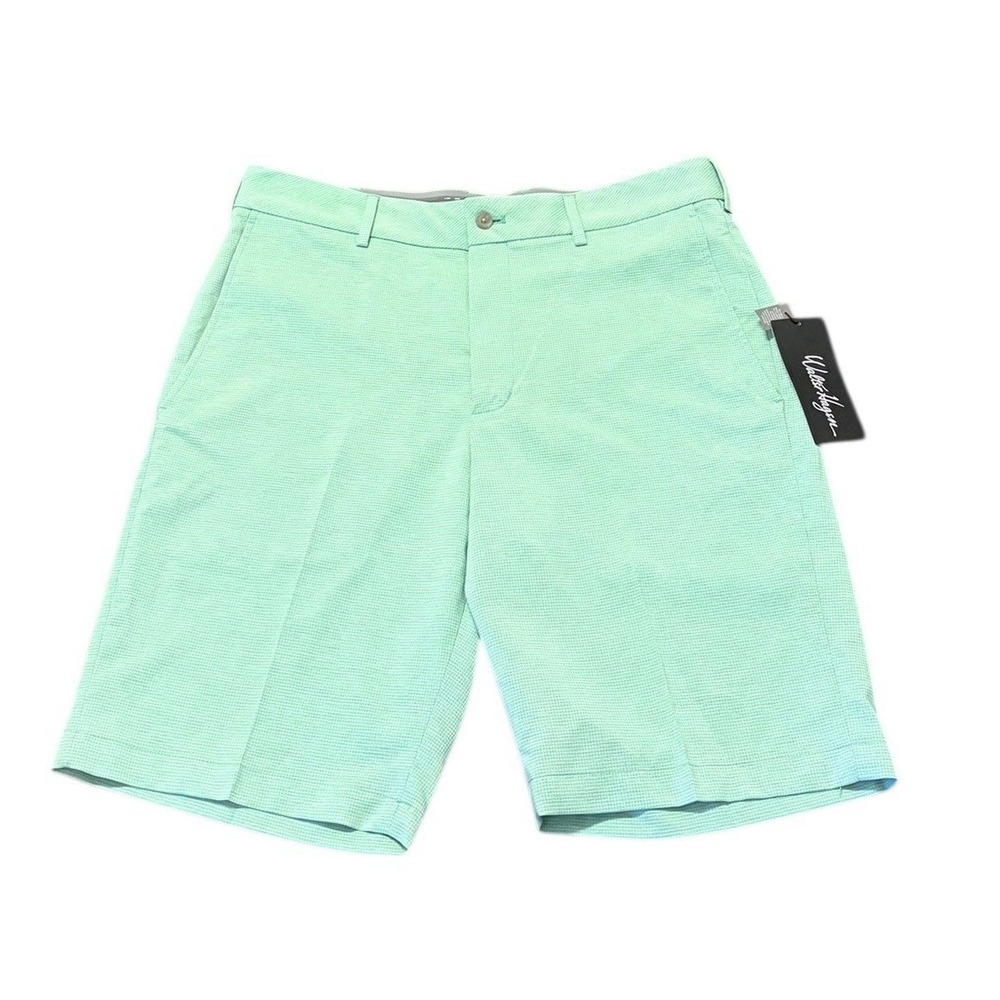 Walter Hagen Perfect 11 Golf Shorts Men's 34 Bright Light‎ Green Seersucker NWT